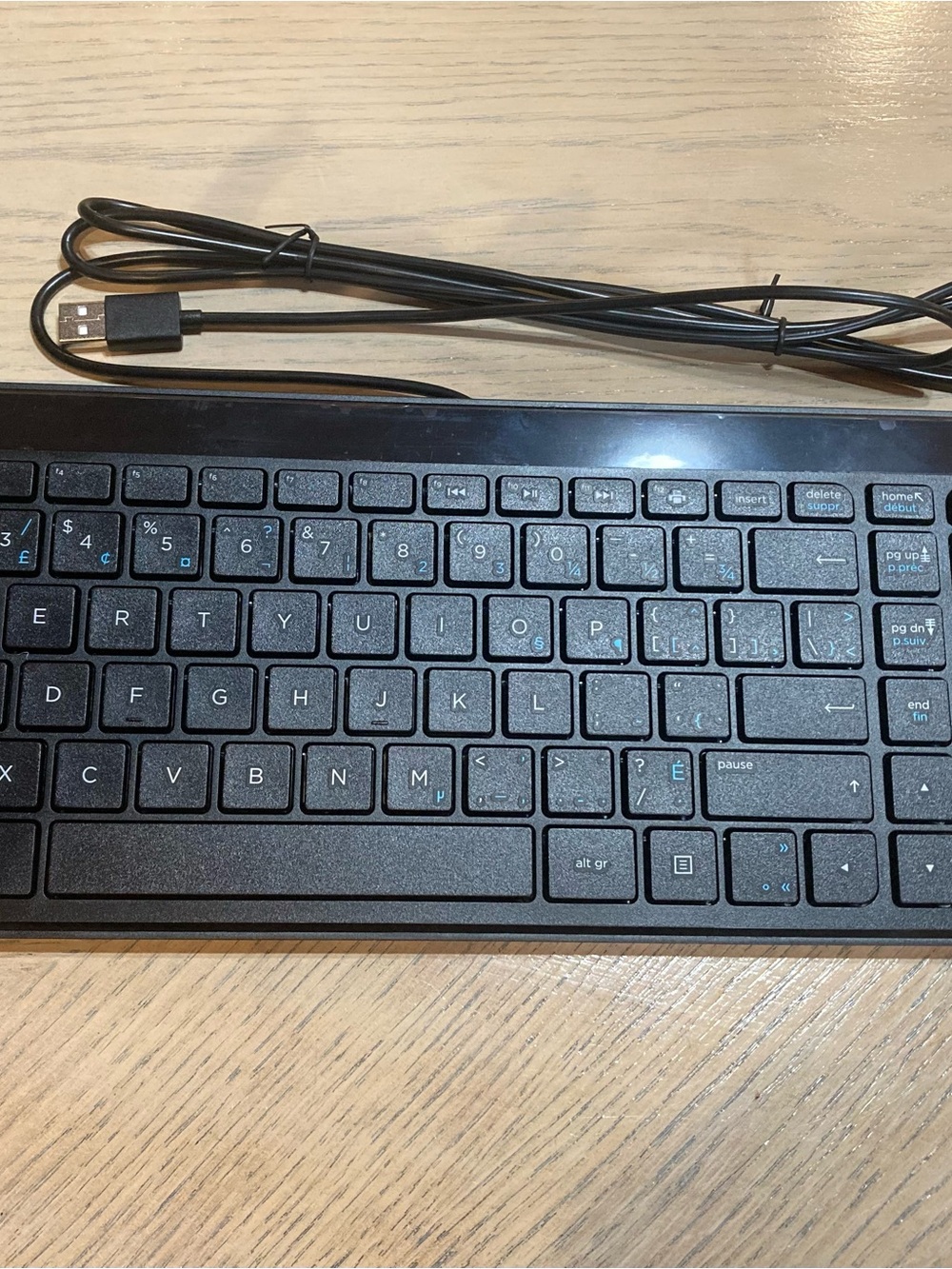 HP Slim Wired Black USB Keyboard in box.